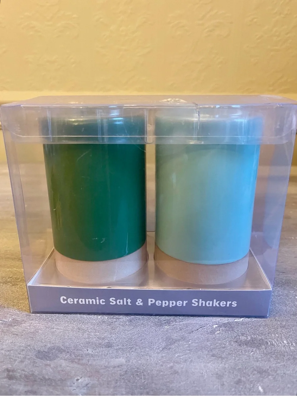 Salt and Pepper Ceramic Shakers - Aqua & Green